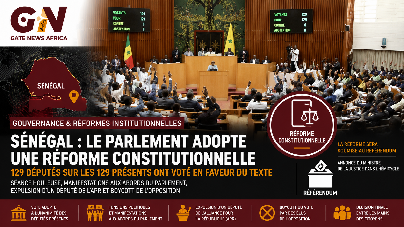 SÉNÉGAL : LE PARLEMENT ADOPTE UNE RÉFORME CONSTITUTIONNELLE